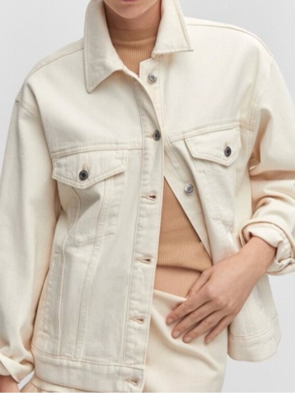 Mango Off-White Denim Jacket